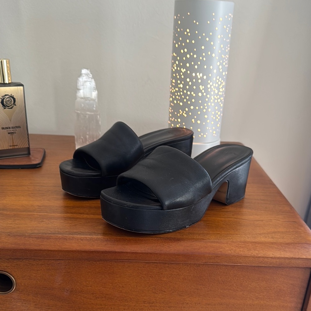 Vince Black Modern Platform Mules